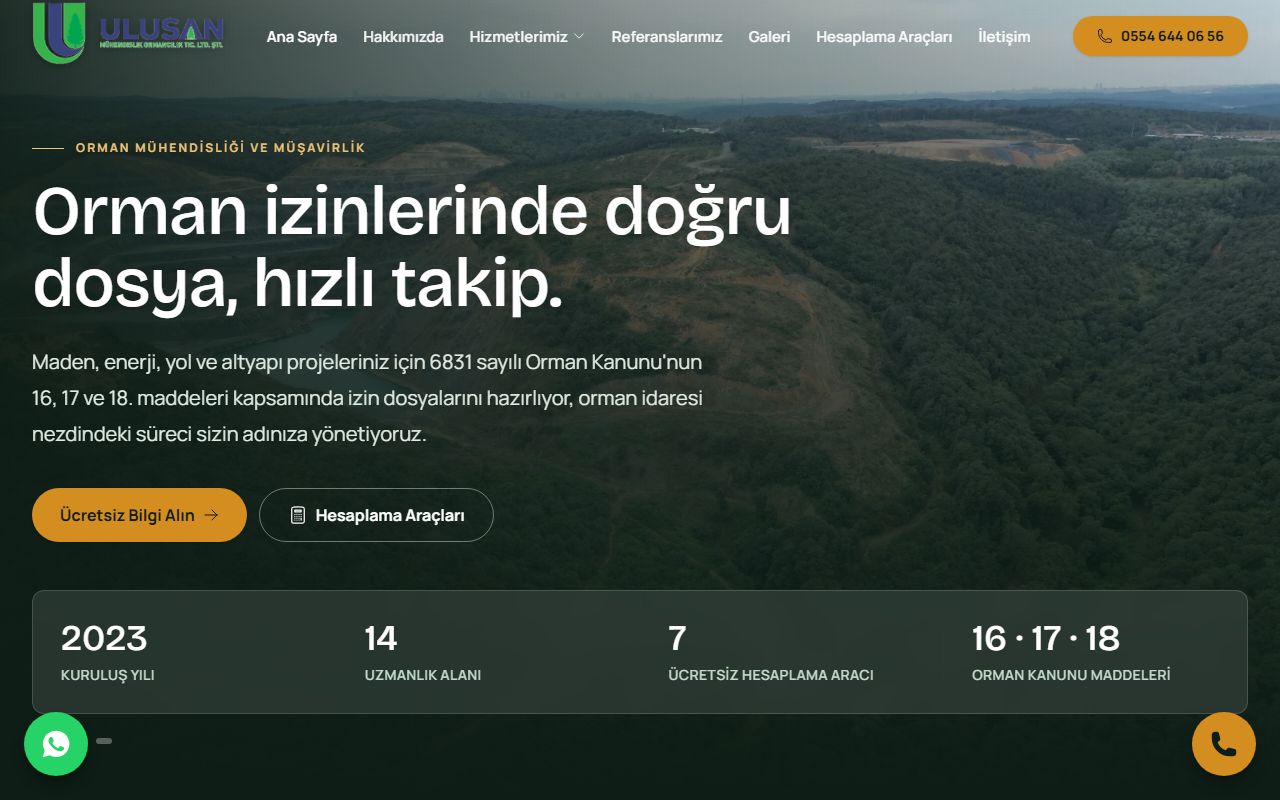 Ulusan Ormancılık web sitesi ekran görüntüsü